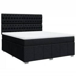 Vidaxl Box spring postelja z vzmetnico črna 180x200 cm blago