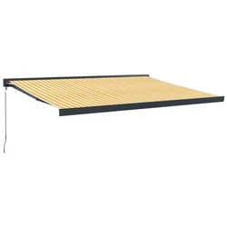 Tenda na uvlačenje žuto-bijela 4,5x3 m od tkanine i aluminija