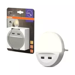 Osram - LED noćna lampica za utičnicu sa senzorom LUNETTA 2xUSB LED/13W/230V