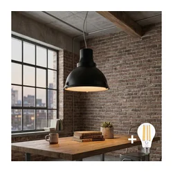 LED luster na sajli INDUSTRY 1xE27/60W/230V crne boje