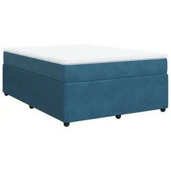 Vidaxl Box spring postelja z vzmetnico temno modra 160x200 cm žamet