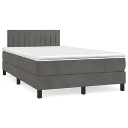 Vidaxl Box spring postelja z vzmetnico temno siva 120x200 cm žamet