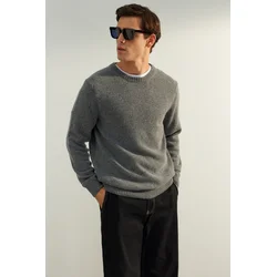 Trendyol Dark Gray Regular Fit Crew Neck Woolen Limited Edition Basic Knitwear Sweater