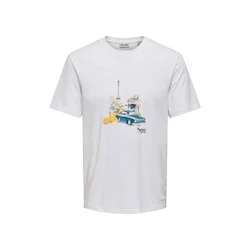 Only & Sons Majica Mass Parisien modra / rumena / bela