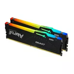 DDR5 32GB (2x16GB) 6400MT/s [FURY BEAST RGB], Non-ECC UDIMM, CL32 1.4V, 288-Pin 1Rx8, Black, Memory Kit, w/RGB Heatsink, XMP & EXPO