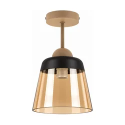 BRILAGI-LED Plafonski luster R GLASS 1xE27/60W/230V O 15,5cm bež/zadimljeno bež