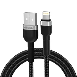 WOZINSKY Opleten kabel za iPhone, USB-A – Lightning, 2,4 A, 2 m, črn