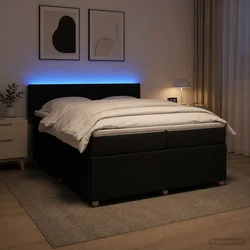 vidaXL Postelja boxspring z vzmetnico Črna 200 x 200 cm Blago