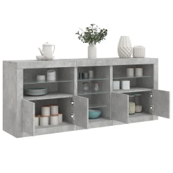 Komoda s LED svjetlima siva boja betona 181,5x37x67 cm