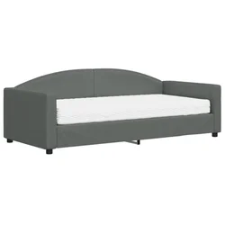 Vidaxl Dnevna postelja z vzmetnico temno siva 90x190 cm blago