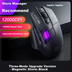 Inphic Bežični miš, Bluetooth, USB, 12000DPI, Crni