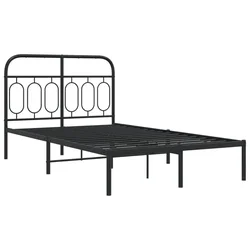 Vidaxl Kovinski posteljni okvir z vzglavjem črn 120x190 cm