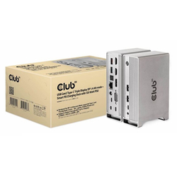 Club3D Gen2 Type-C Trojni zaslon DP 1.4 Alt način + Smart PD polnilna postaja, 120 W PSU