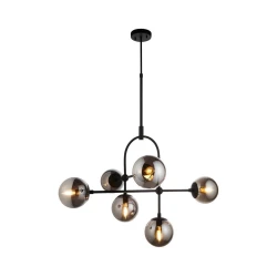 Endon 106661 - Luster na štapu ONTARIO 6xE14/7W/230V crna/dimljena crna