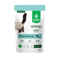 Natures Protection Prime sos za mačke - Adult Skin&Coat Chicken&White Fish 85g