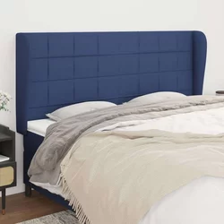 Vidaxl Vzglavje z ušesi modro 163x23x118/128 cm blago