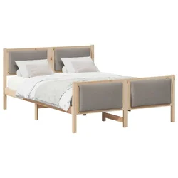 Vidaxl Konstrukcija postelje z vzglavjem Taupe 140 x 200 cm blago