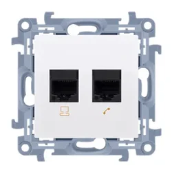 Simon 10 RJ45 vtičnica cat 6 + RJ12 telefonska vtičnica bela C6T.01/11