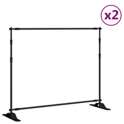 Stalci za pozadinu 2 kom crni 254 x 243 cm čelični