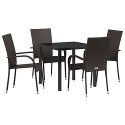 vidaXL vidaXL 5-delni Vrtni Jedilni Set Rjava Poli Ratan, (22087270)