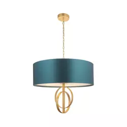 Endon 95219 - Luster na lancu 5xE27/10W/230V prečnik 70 cm plava/mesing