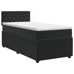 vidaXL Postelja boxspring z vzmetnico Črna 90 x 190 cm Žamet