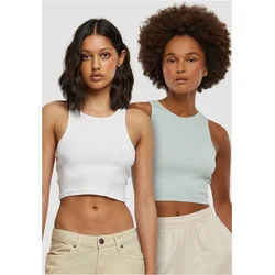 Womens Cropped Rib Top - 2 Pack Mint+White