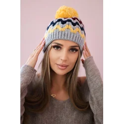 Womens cap Laila K283 dark gray+yellow