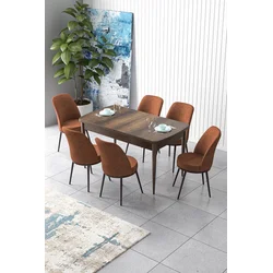 Hanah Home Set Trpezarijski sto i 6 stolica Zen, Terakota