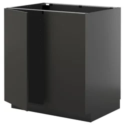 METOD Podni element s policama/2 vrata, Crnosiva/Nickebo boja antracita, mat, 80x60 cm