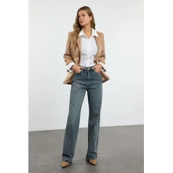 Trendyol Blue Normal Waist Straight Jeans