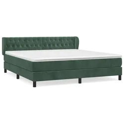 Vidaxl Box spring postelja z vzmetnico temno zelena 180x200 cm žamet