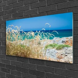 tulup.si Steklena slika Plaža landscape 120x60 cm 2 obešalnika