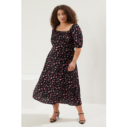 Trendyol Curve Black Shally Woven Plus Size Dress