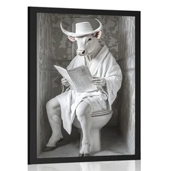 Plakat bel bik s časopisom na stranišču - 20x30 white