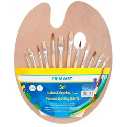 Prima Art Komplet 12 naravnih čopičev + lesena paleta