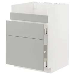 METOD / MAXIMERA Pod.el.BREDSJÖN sudop/3front/2fiok, bela/Havstorp svetlosiva, 60x60 cm
