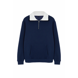 Trendyol Navy Blue Oversize/Wide Cut Stand Collar Sweatshirt