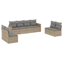 8-dijelni set vrtnih sofa s jastucima bež od poliratana