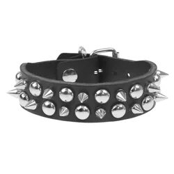 Zapestnica LEATHER & STEEL FASHION - Round rivets and Spikes - LSF1 162