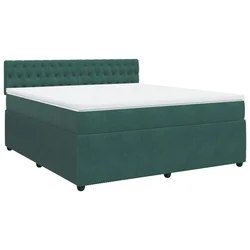 Vidaxl Box spring postelja z vzmetnico temno zelena 180x200 cm žamet