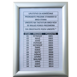 TEHTEL Ram za spisak stanara A4