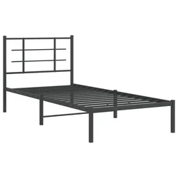 Vidaxl Kovinski posteljni okvir z vzglavjem črn 90x200 cm