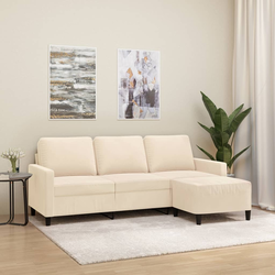 Trosjed s tabureom krem 180 cm baršunasti