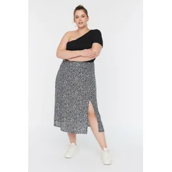 Trendyol Curve Black Slit Woven Viscose Skirt