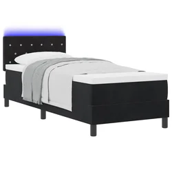 LED Box Spring Krevet s madracem Crna 80 x 200 cm Baršun