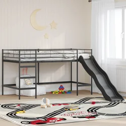 Krevet na kat za djecu s toboganom Crna i antracit 80 x 200 cm