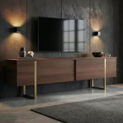 HANAH HOME TV Polica Onera Milano Walnut Gold