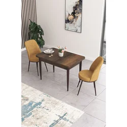 Hanah Home trpezarijski set Nil, sto i 2 stolice, ploča u dekoru drveta Baroque, kapućino tkanina Babyface