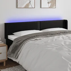 LED uzglavlje crno 183x16x78/88 cm od umjetne kože
